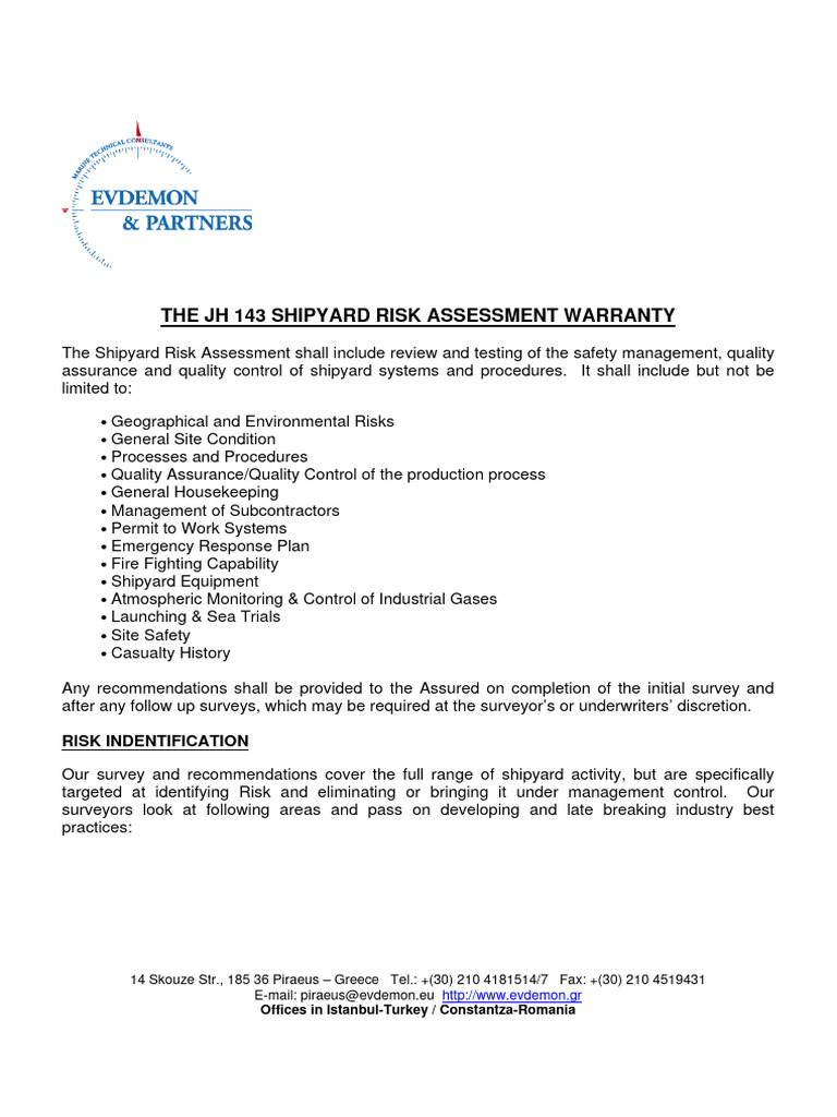 JH 143 Shipyard Risk Assessment Report | PDF | Technology & Engineering