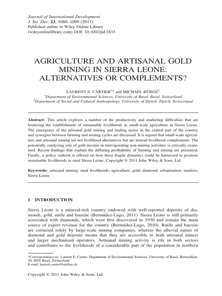 Agriculture and Artisanal Gold Mining in | PDF | Mining | Gold