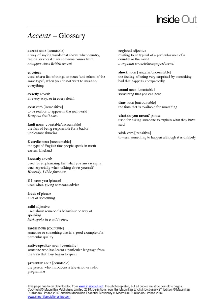 Glossary Accents | PDF