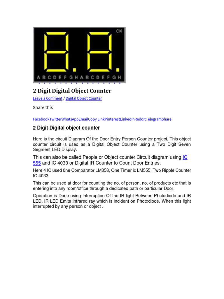 2-Digit Digital Object Counter Circuit | PDF | Infrared | Light ...