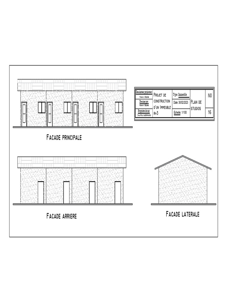 Plans De Fa ades D un Immeuble R 3 PDF