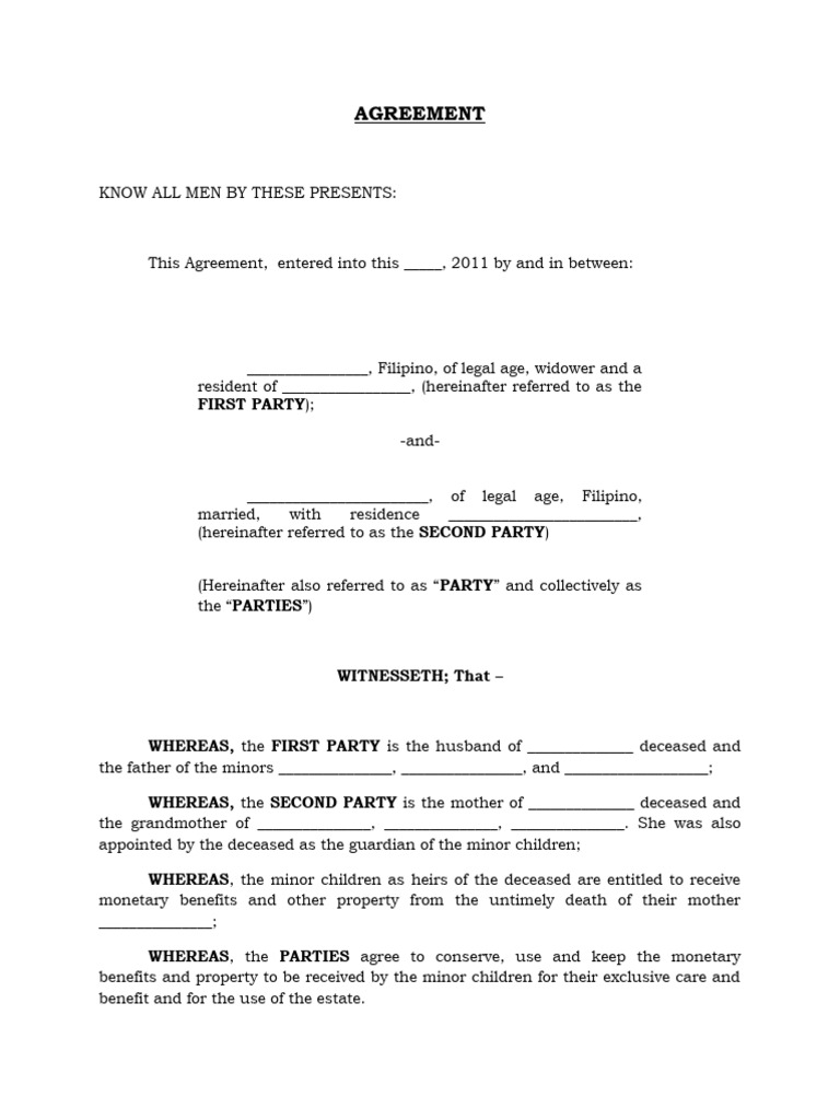 AGREEMENT Guardianship Minors | PDF | Civil Law (Common Law) | Common Law
