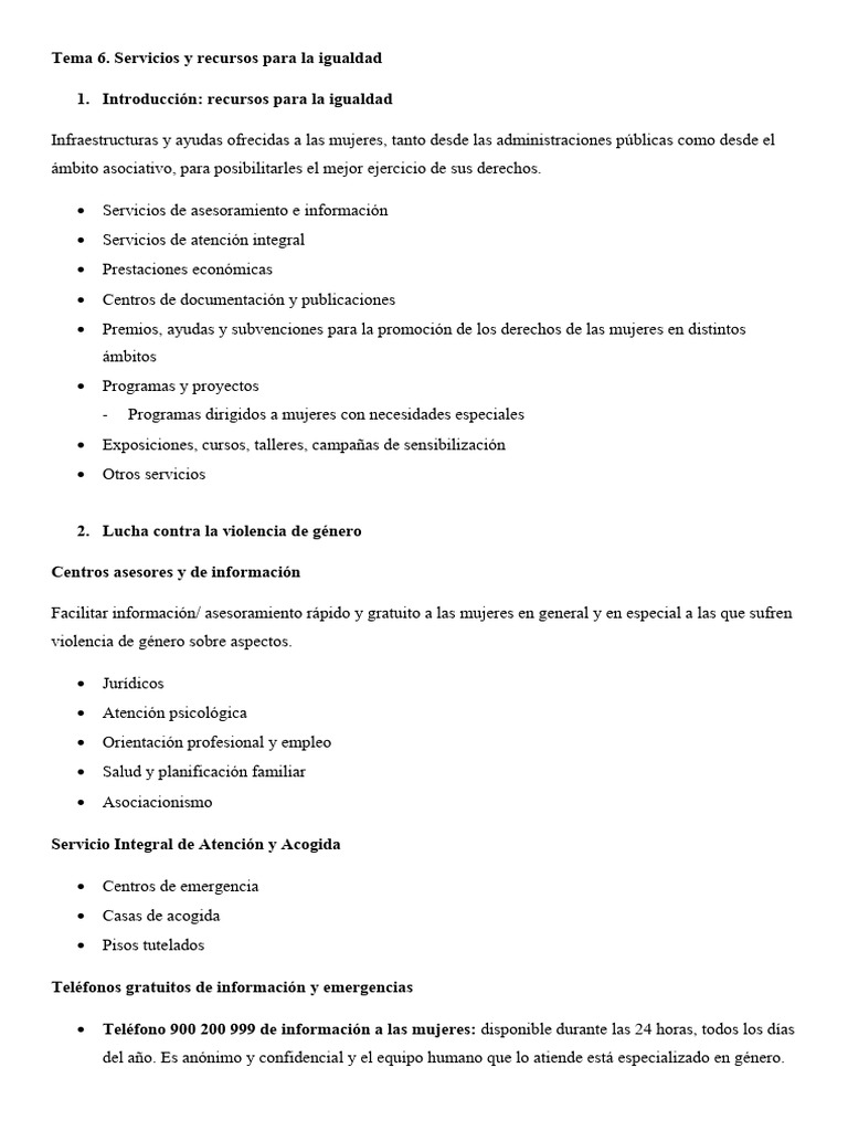 Recursos y Servicios para la Igualdad | PDF | Igualdad de género ...