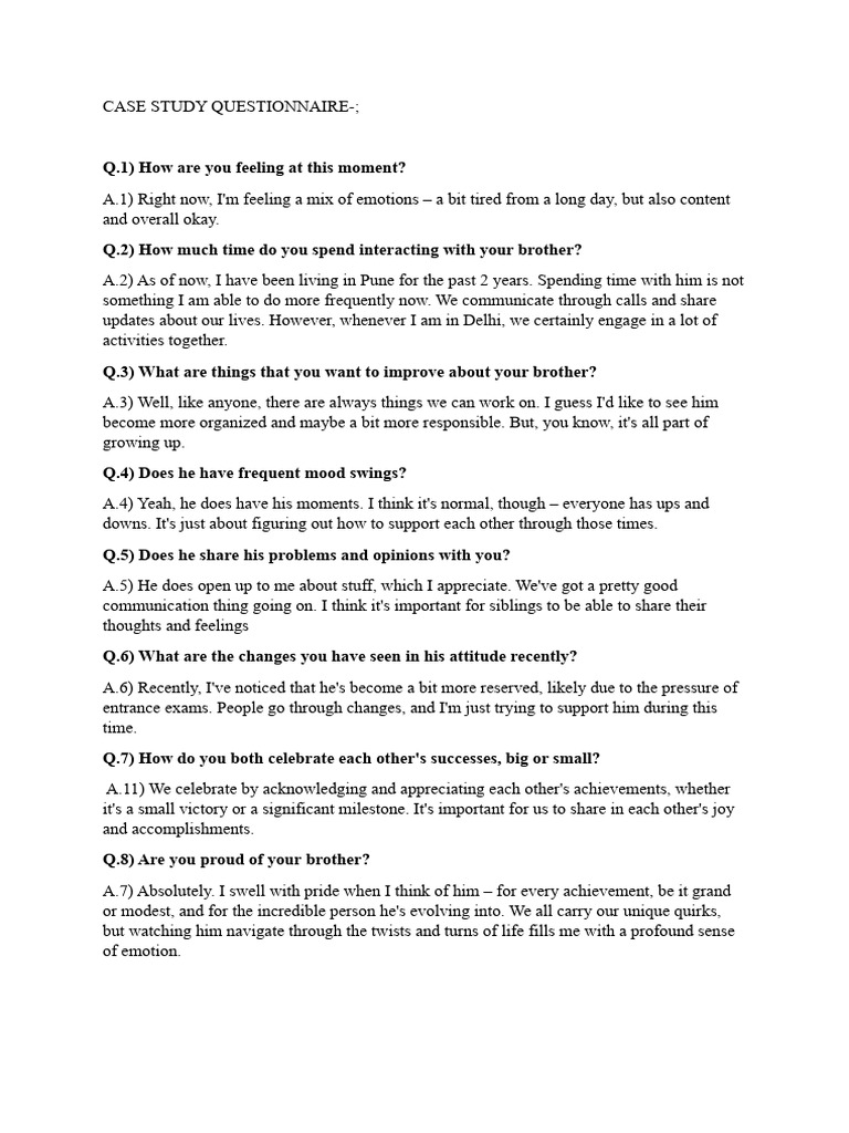 Case Study Questionnaire PDF