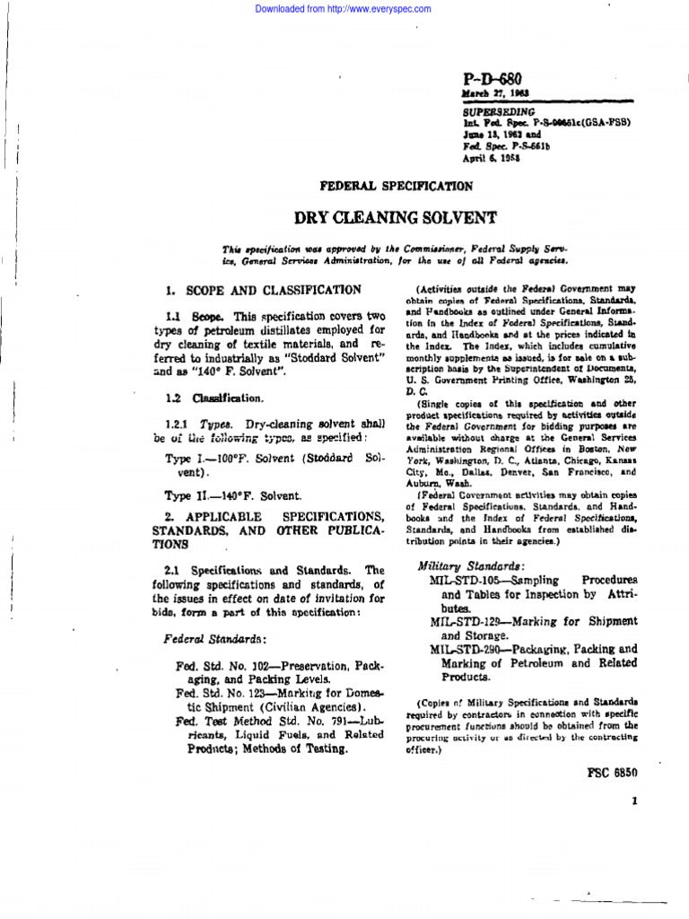 Federal Dry Cleaning Solvent Guide | PDF | Physical Chemistry ...