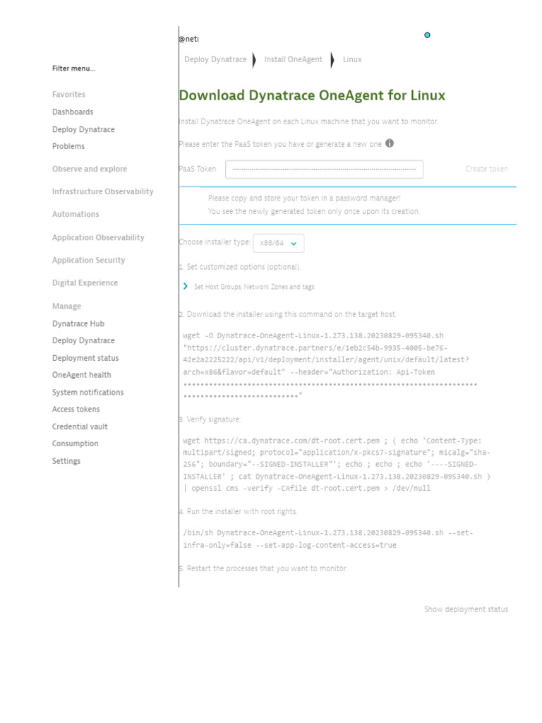 Install Dynatrace OneAgent on Linux | PDF | Installation (Computer ...