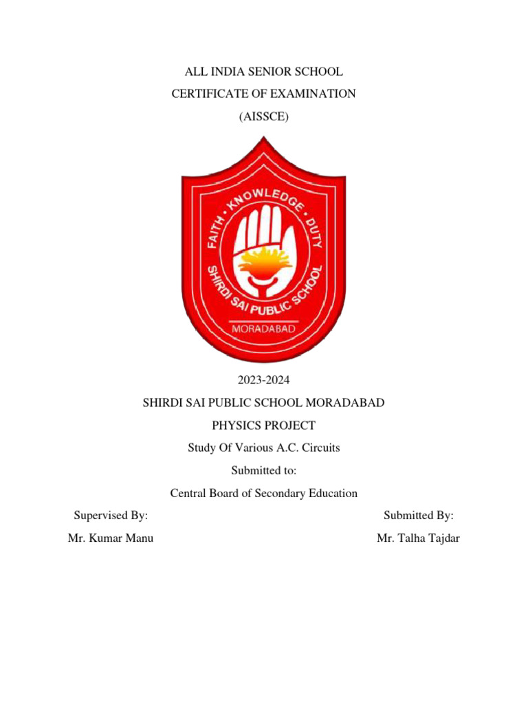 A.C. Circuits Project Report | PDF | Ac Power | Materials Science