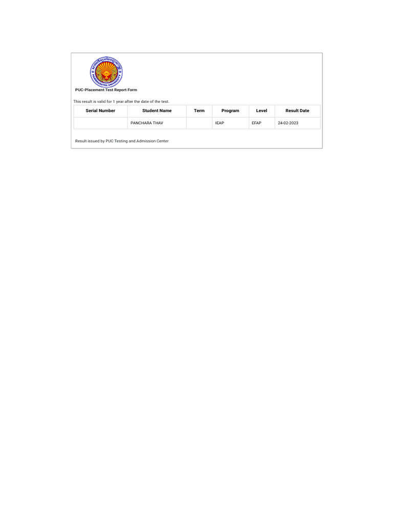 Puc testing center pdf