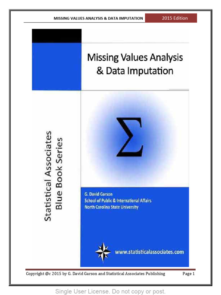Missing values analysis data imputation single user license do not