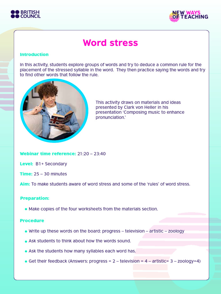 Teaching Word Stress PDF Stress (Linguistics) Word