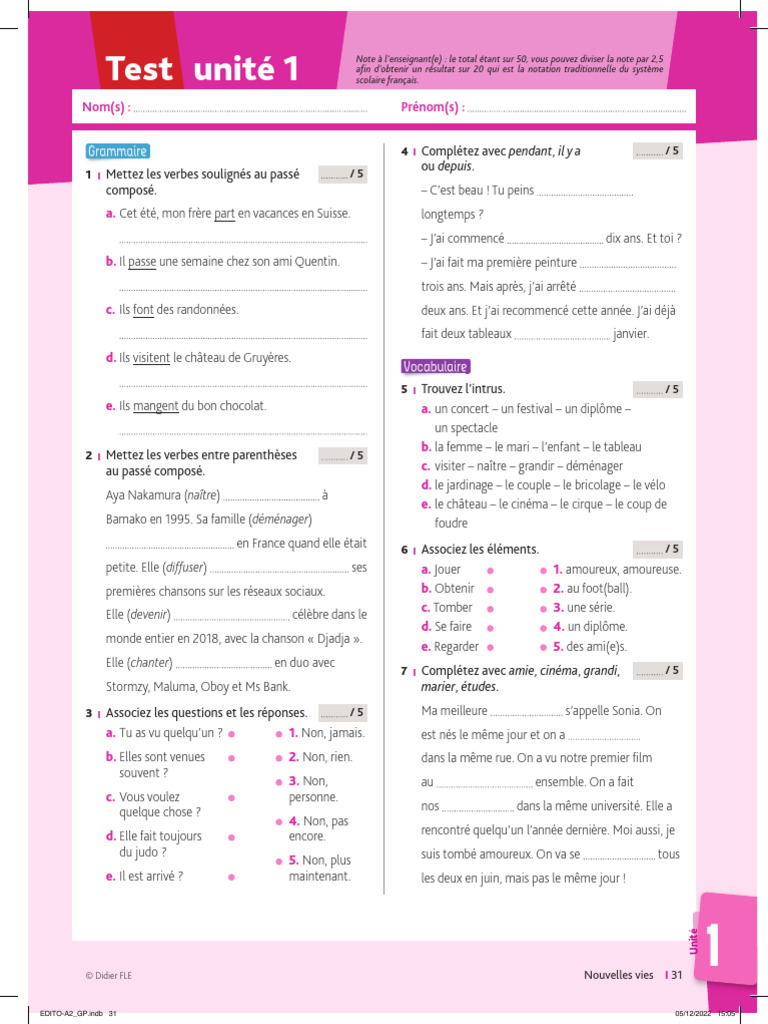 Test 1 A2 | PDF
