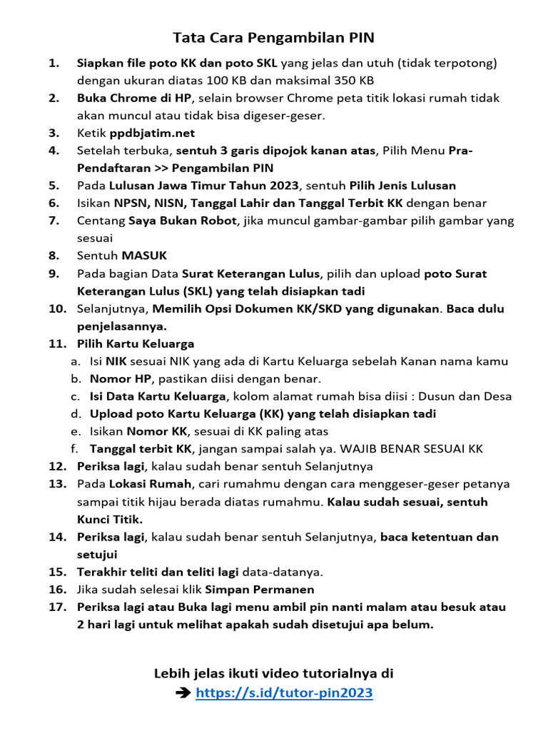 Tata Cara Pengambilan Pin Pdf