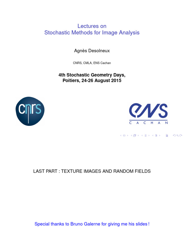 Lectures on stochastic methods for image analysis pdf fast fourier