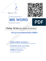 ACADEMIE INFORMATIQUE SALAM CôTE D'IVOIRE Cours Ms Word SEANCE 1