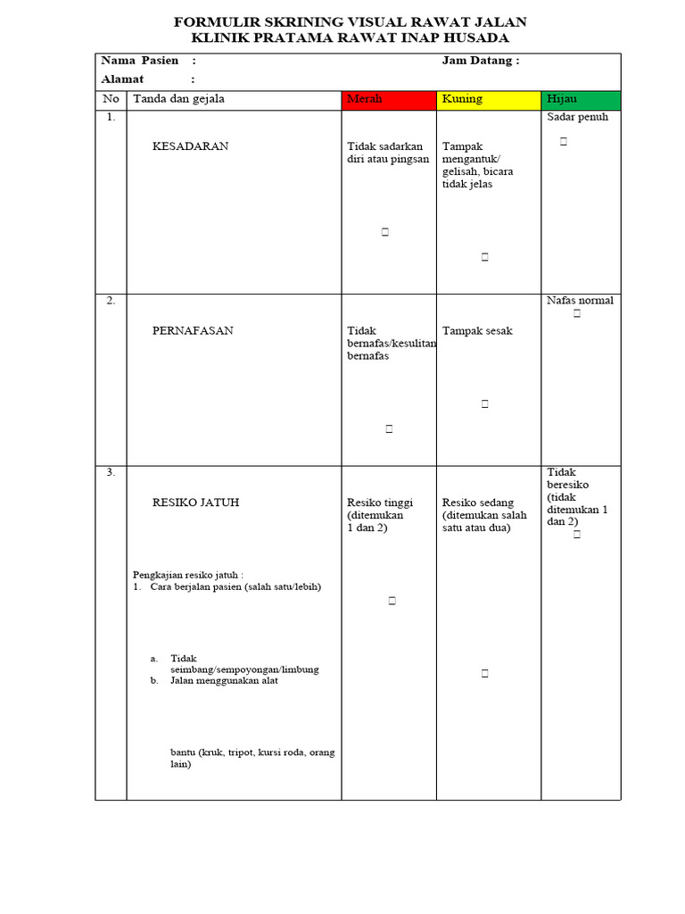 Formulir Skrining Visual Rawat Jalan | PDF