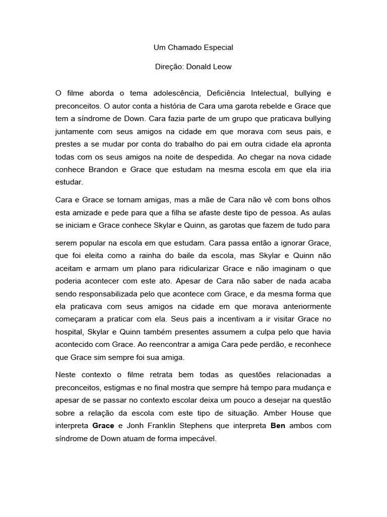 Resenha Filme o Extraordinário | PDF