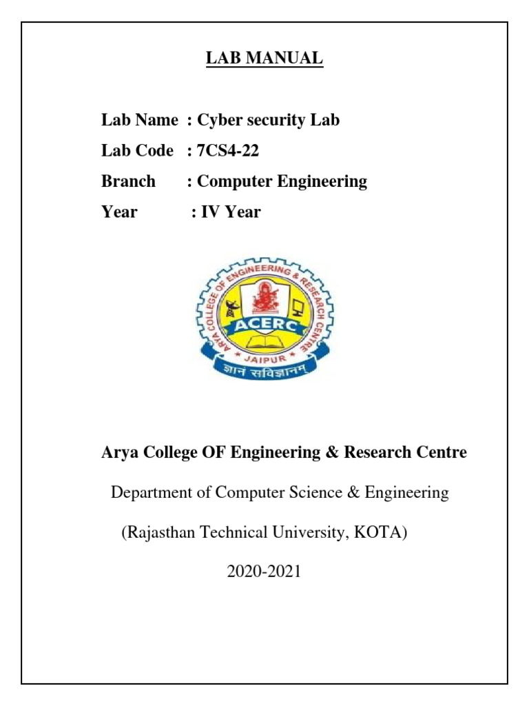 Cyber Security Lab Manual 2020-2021 | PDF | Engineering | Cipher