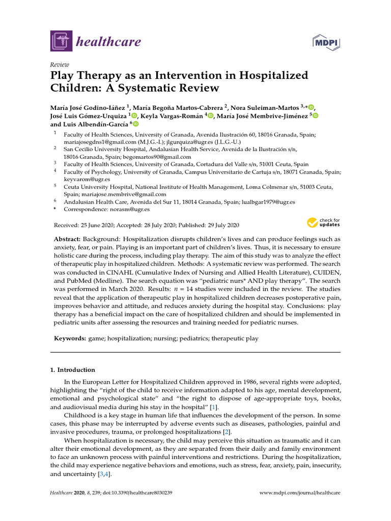 Play Therapy for Hospitalized Children | PDF | Play Therapy | Surgery