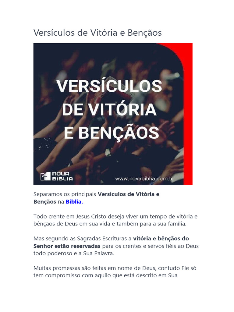 Versículos de Vitória e Bençãos | PDF | Bênção | Bíblia