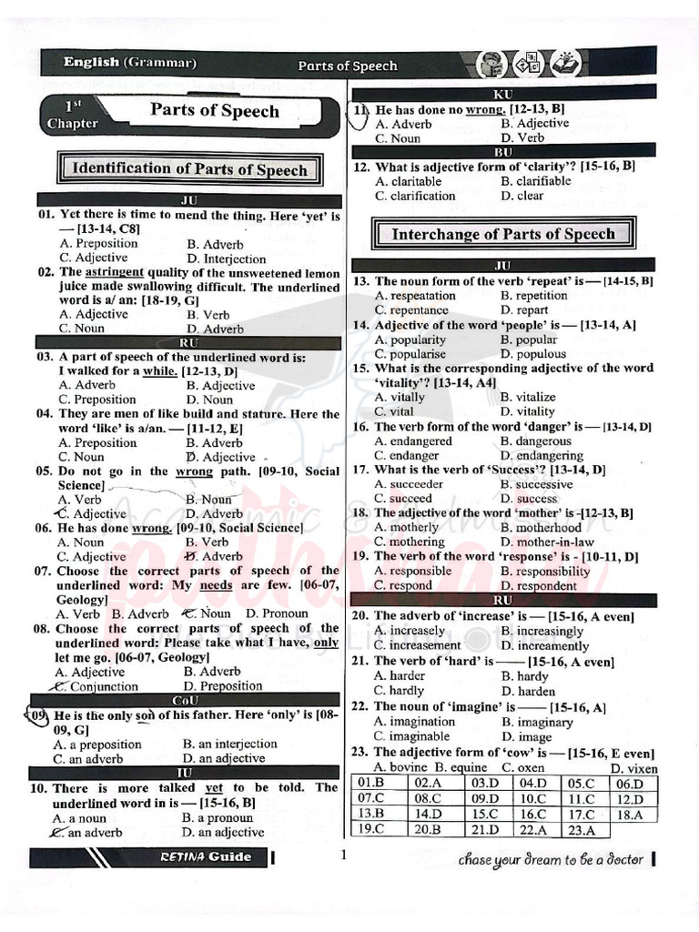 1 1 Parts Of Speech Pdf