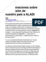 Consideraciones Sobre La Adhesión de ALADI