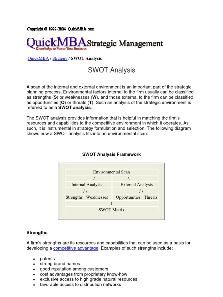 Env Scanning - SWOT | PDF