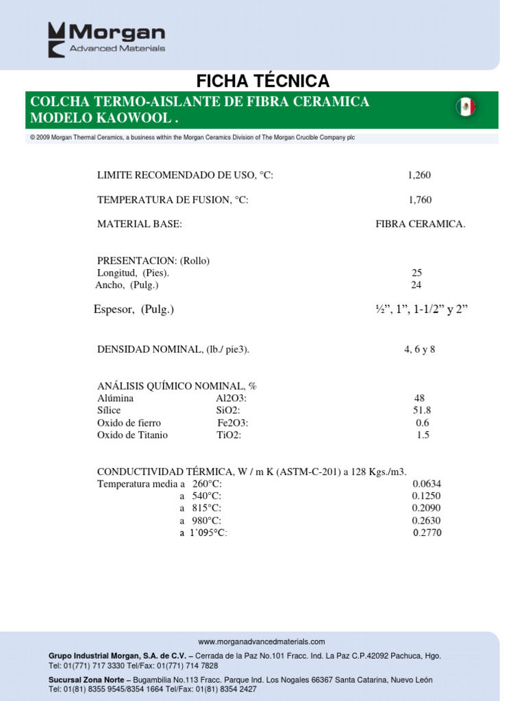 Colcha Termo-Aislante Kaowool | PDF | Ciencia de los Materiales ...