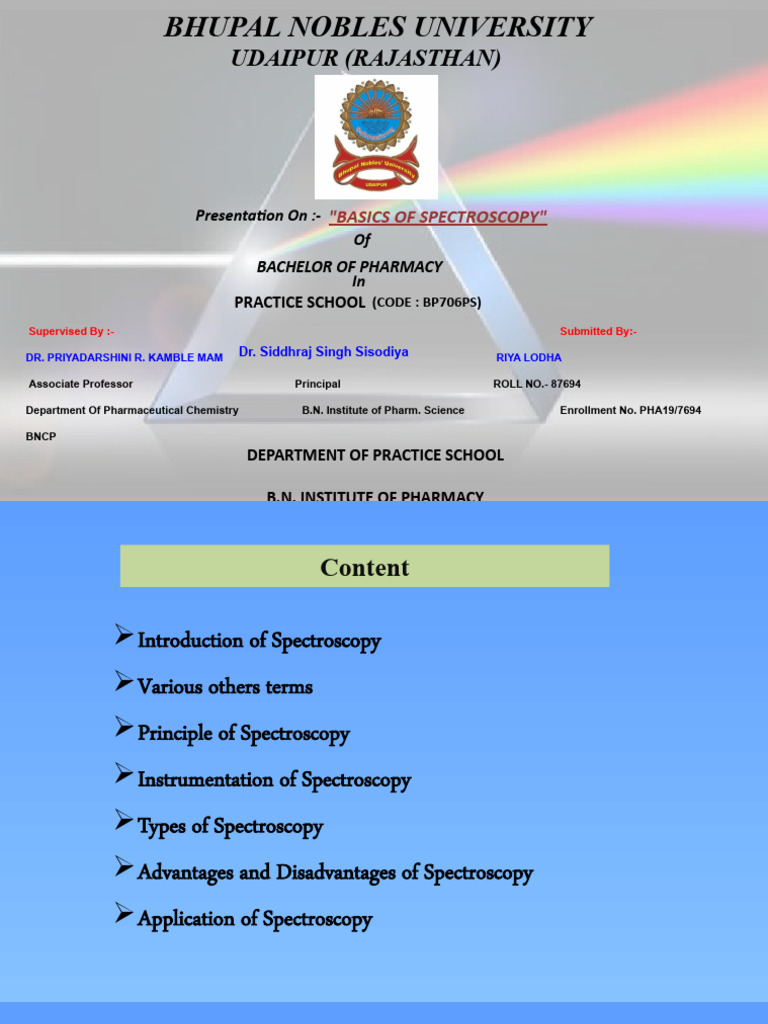 Basics of Spectroscopy by Riya Lodha PDF Spectroscopy