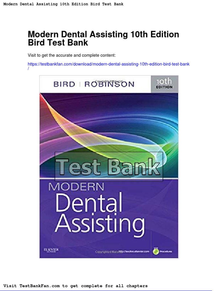 Modern Dental Assisting 10th Edition Bird Test Bank PDF Dental