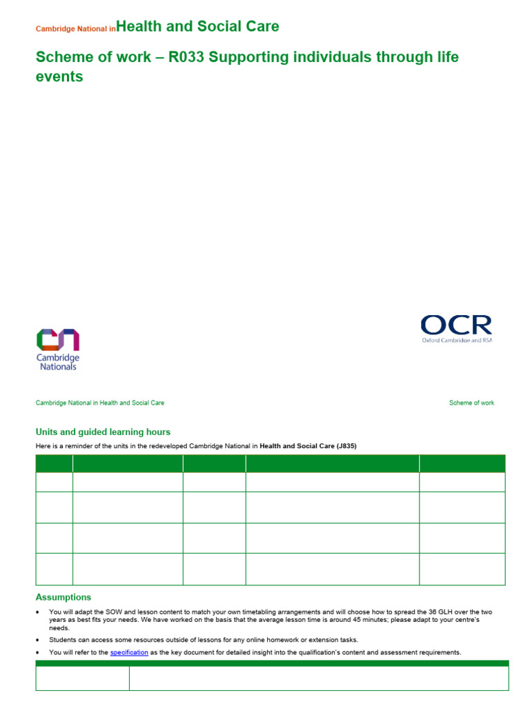 Health & Social Care R033 Scheme Overview | PDF | Mental Disorder ...