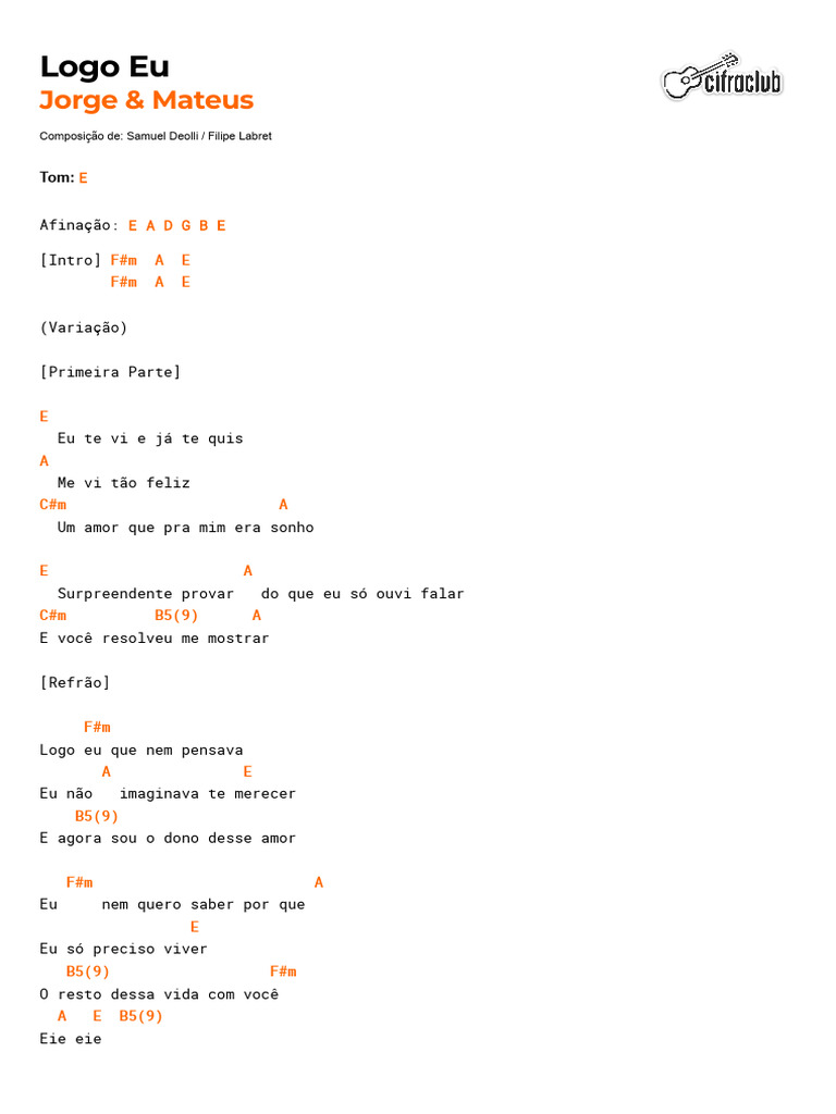 Letra e Cifras de 