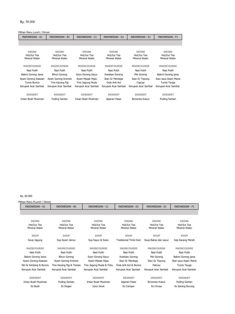 Menu Banquet 2023 | PDF | Indonesian Cuisine | Prepared Foods