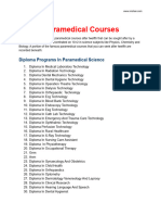 Paramedical Courses List PDF