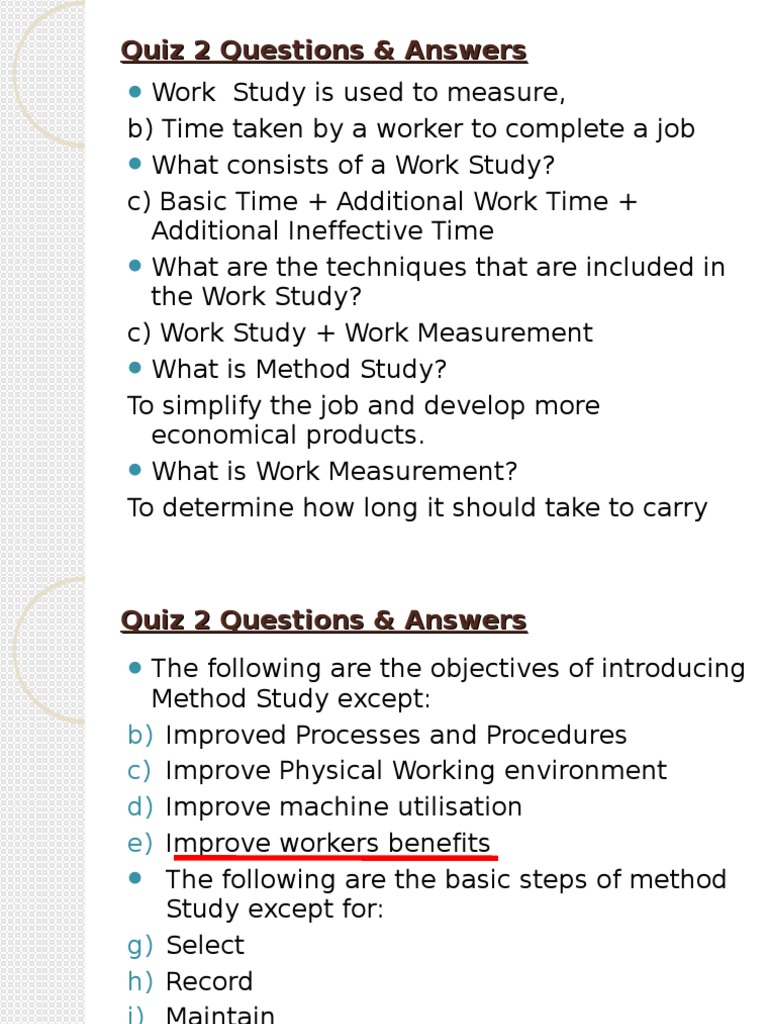 Work Study & Method Study Guide | PDF