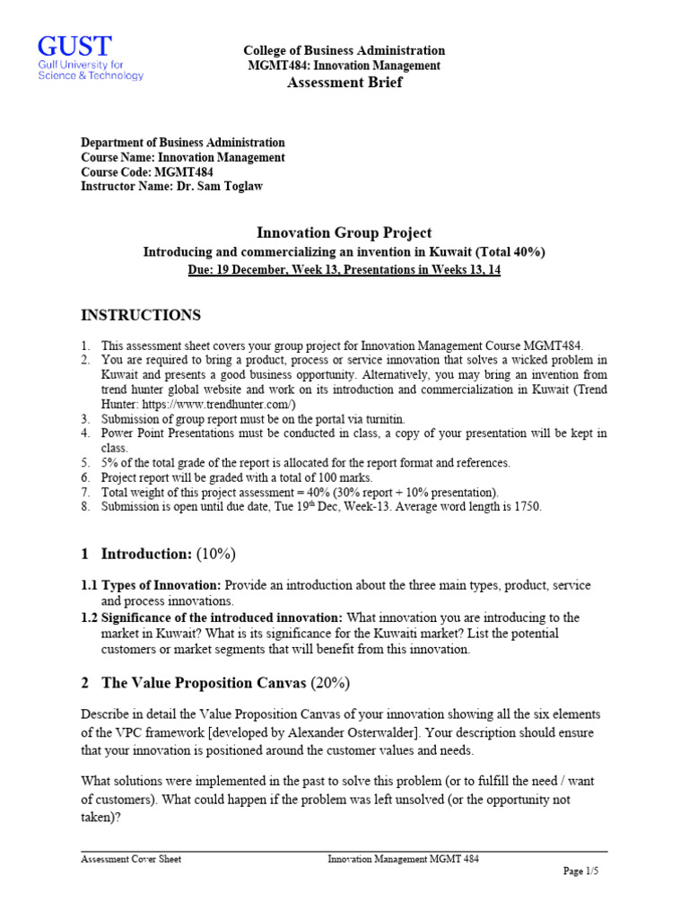 Innovation Management Project in Kuwait | PDF | Design Thinking ...