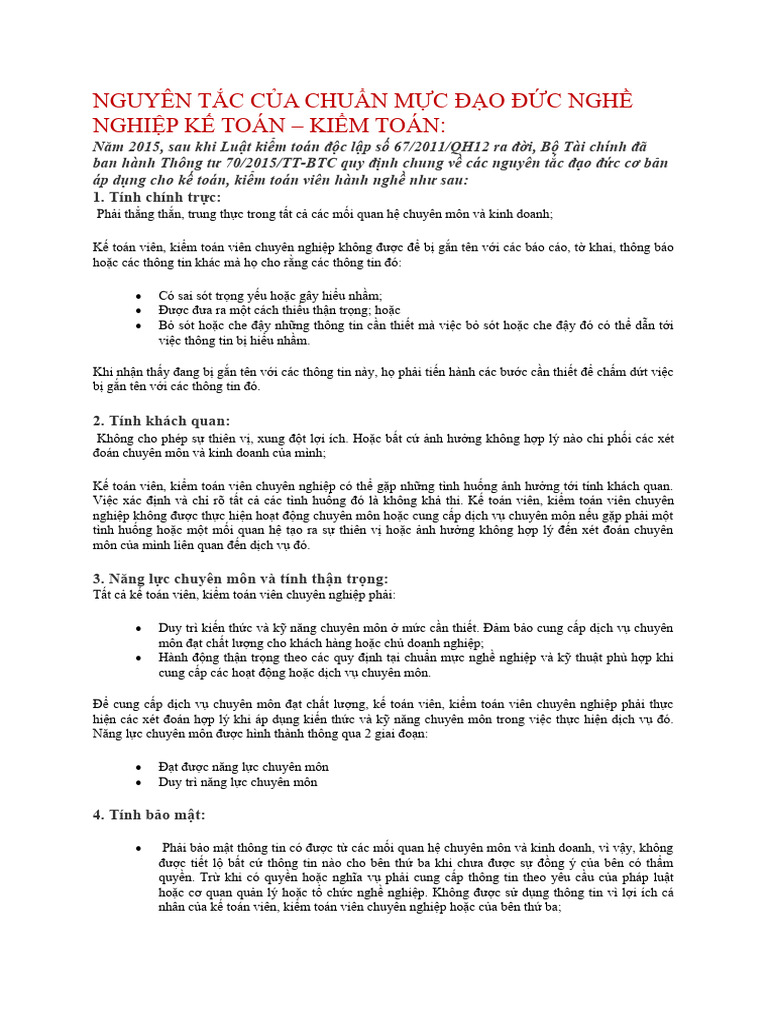 Nguyên Tắc Đạo Đức KTKT | PDF