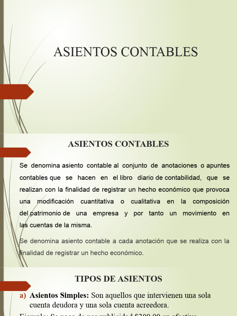Asientos Contables | PDF | Finanzas y dinero