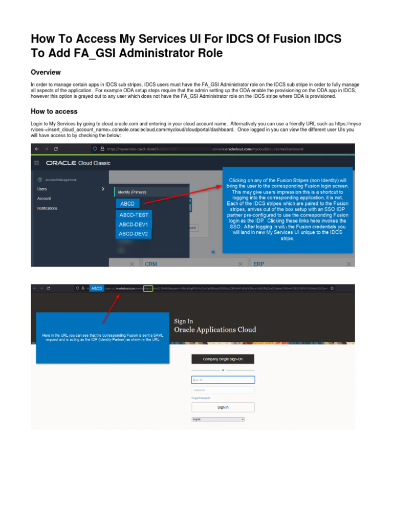 How to access my services ui for fusion idcs pdf