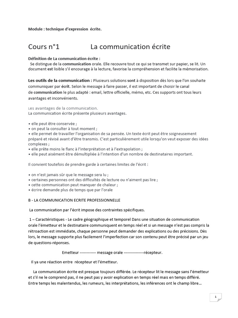 Techniques de communication écrite | PDF | la communication