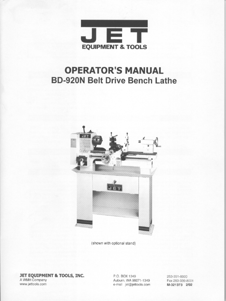 Jet BD-920N Lathe Manual | PDF