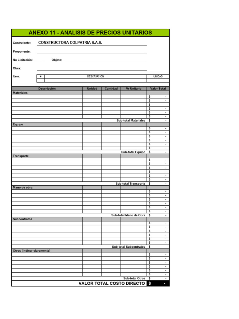 Formato de Apu | PDF