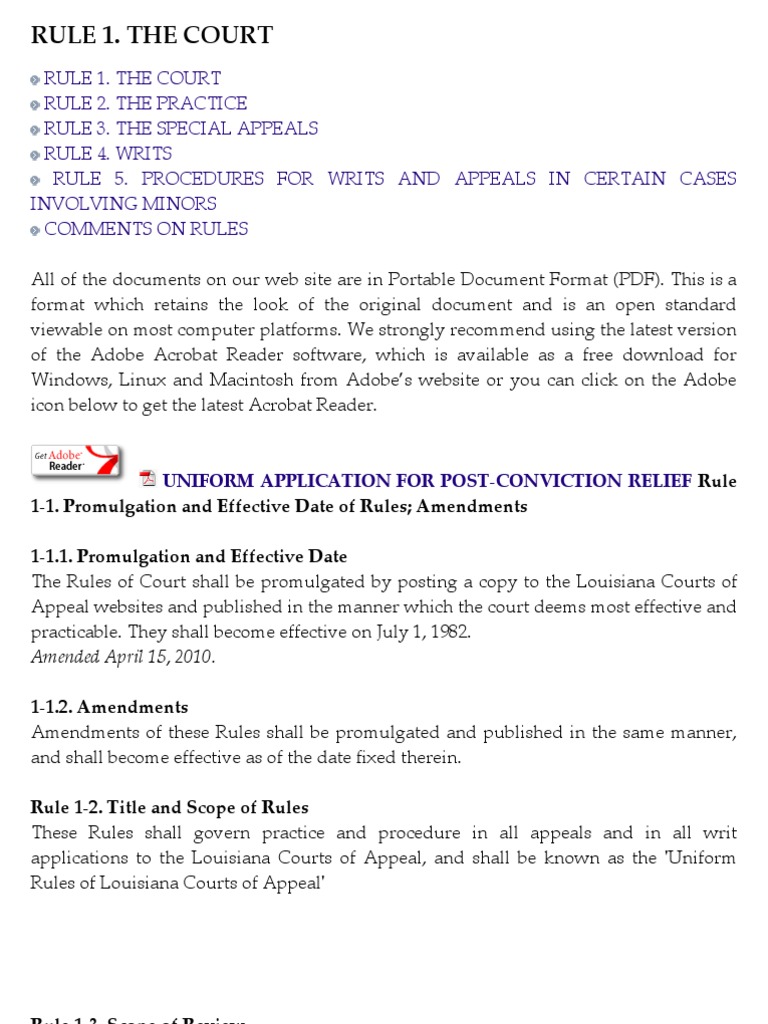 Louisiana Court Appeal Rules Overview | PDF | Brief (Law) | Appeal