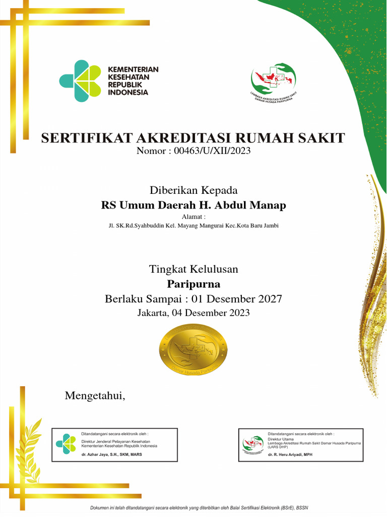 RS Umum Daerah H. Abdul Manap | PDF