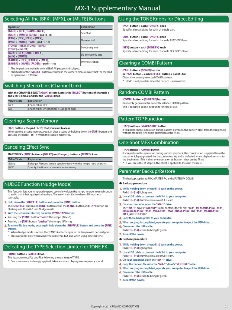 MX-1 Supplementary Manual E01 W | PDF | Tempo | Computing