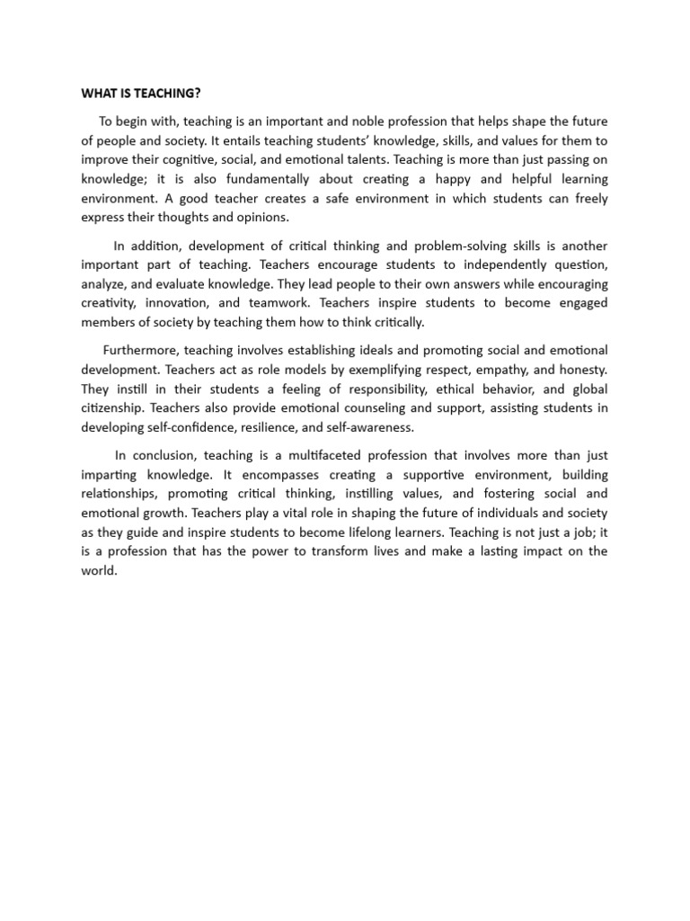 WHAT IS TEACHING PDF