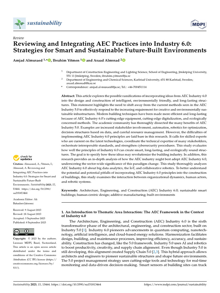 Reviewing and Integrating AEC Practices Into Industry 6.0 | PDF ...