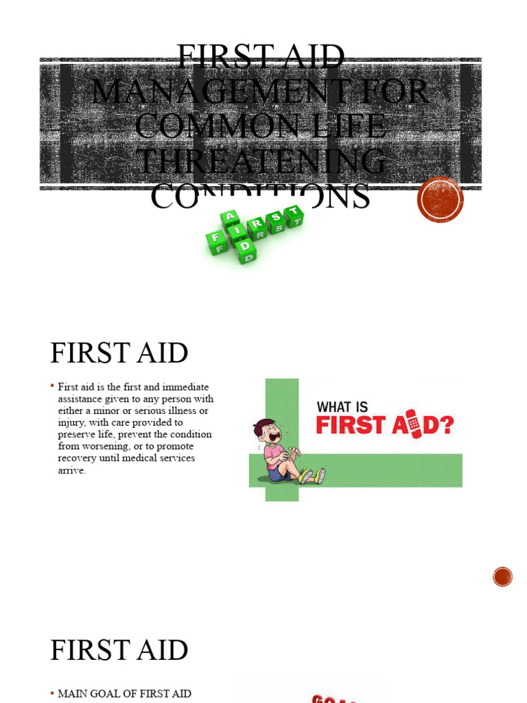 First Aid Management For Common Life Threatening Conditions PDF