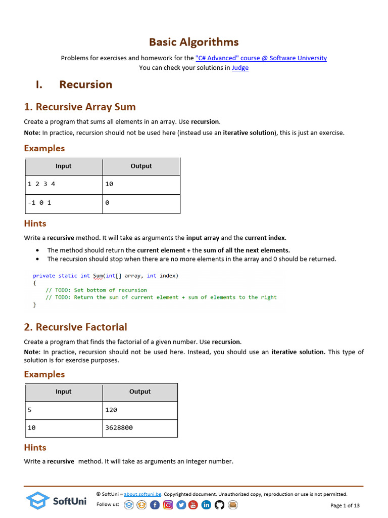 Recursive Array Sum - Problem - Description | PDF | Computer ...