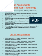 List of Assignments Java