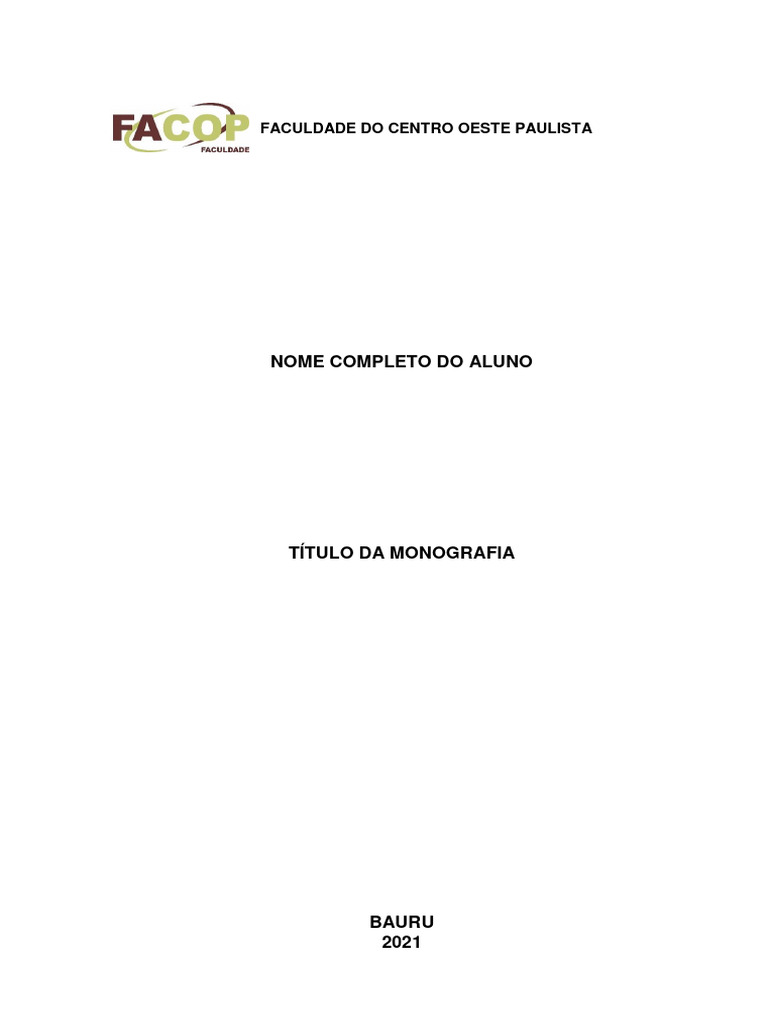Modelo monografia facop 2021 1 pdf cita o caixa alta e caixa baixa